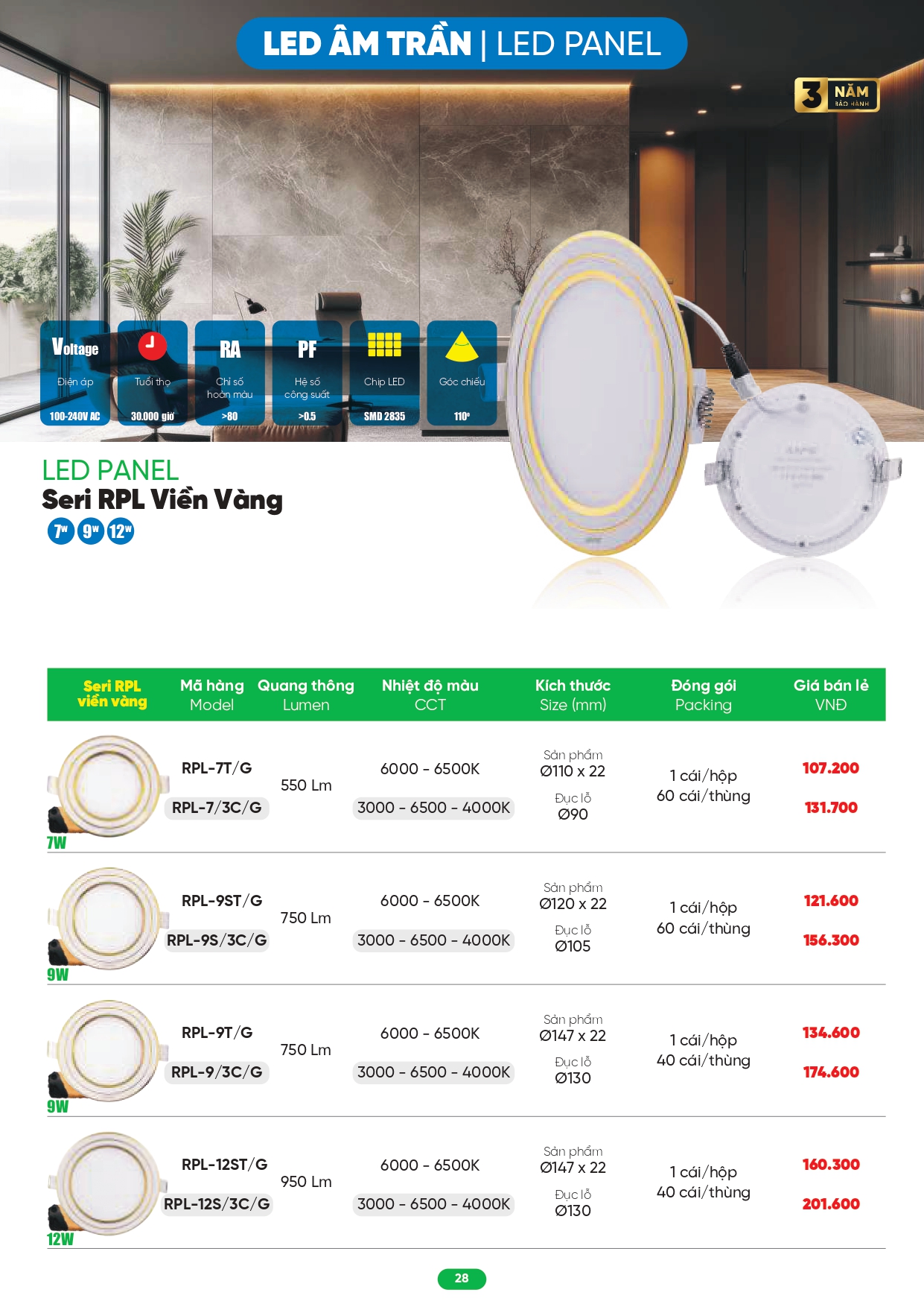 Bảng giá đèn LED MPE 2026